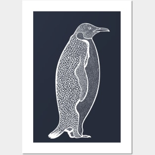 Emperor Penguin Ink Art - arctic animal design - dark colors Posters and Art